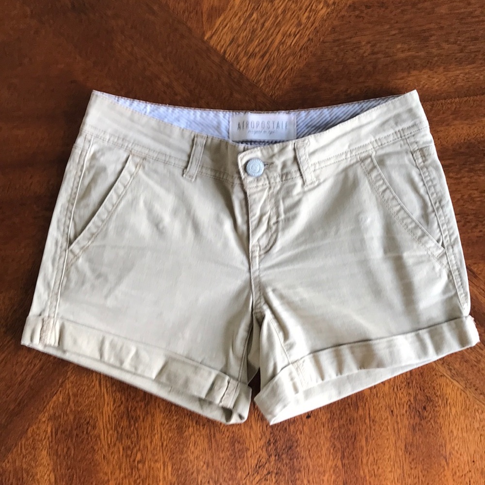 Aeropostale tan midi twill short size 0 - Picture 1 of 4
